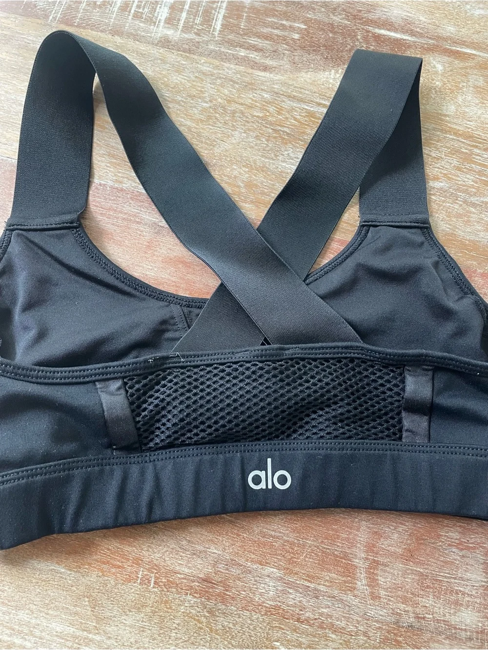 ALO Yoga Black Mesh-Panel Sports Bra